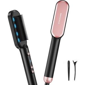 Wavytalk Hair Straightener Brush Sleek Sweep Ionic Dual Voltage Rose Gold 375 NB
